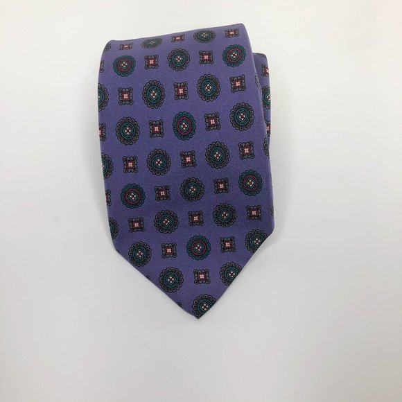 Robert Talbot Purple Geometric Design Silk Necktie